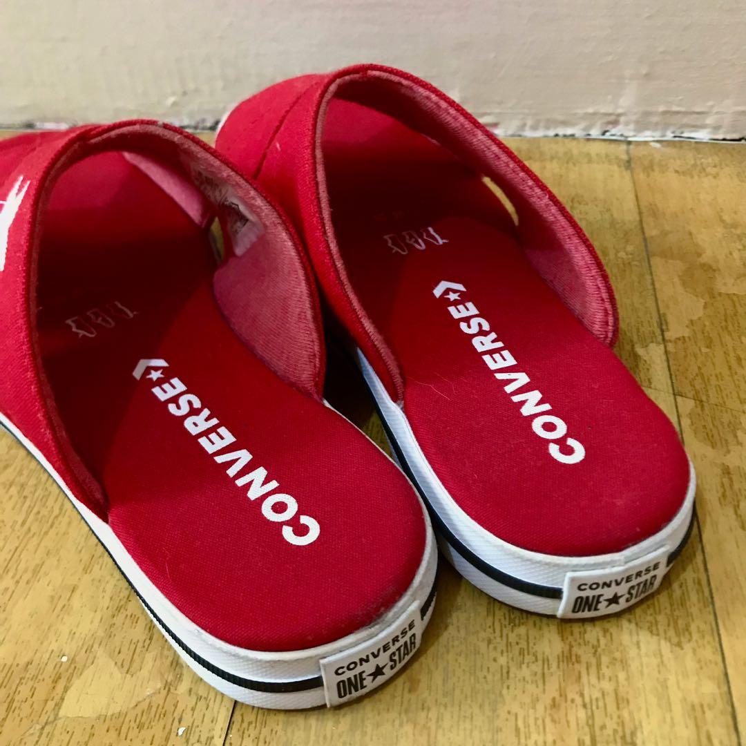 Red converse shop flip flops