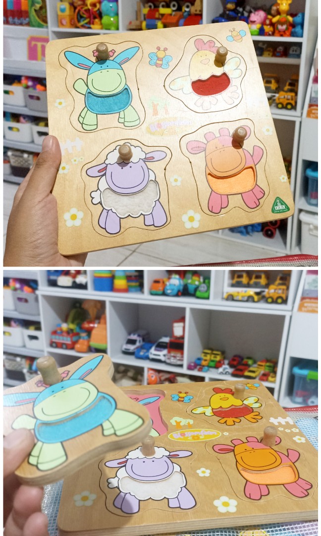 ELC wooden Puzzle animal farm puzzle kayu binatang, Toys & Collectibles