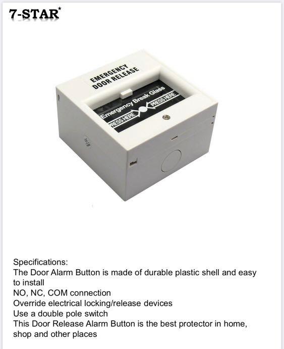 Emergency Break Glass White (Breakglass Emergency Door Release) For