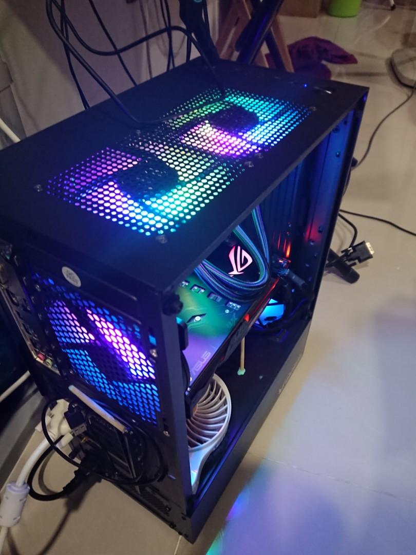 gaming pc set desktop cpu full set intel i7 rog strix gtx 1070 monitor ...