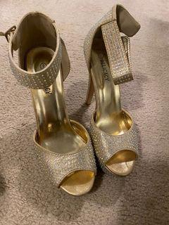 Gold crystal heels