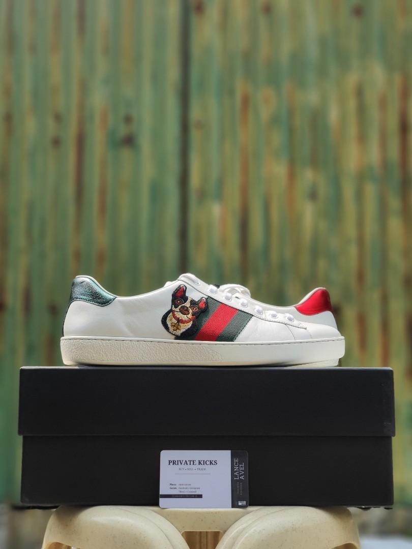 Gucci White Dog New Ace Sneakers