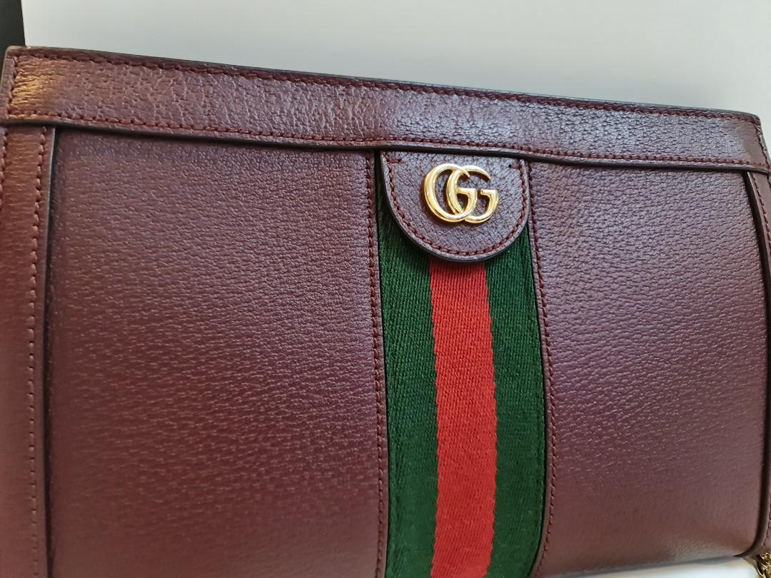 GUCCI OPHIDIA SHOULDER BAG SMALL BURGUNDY