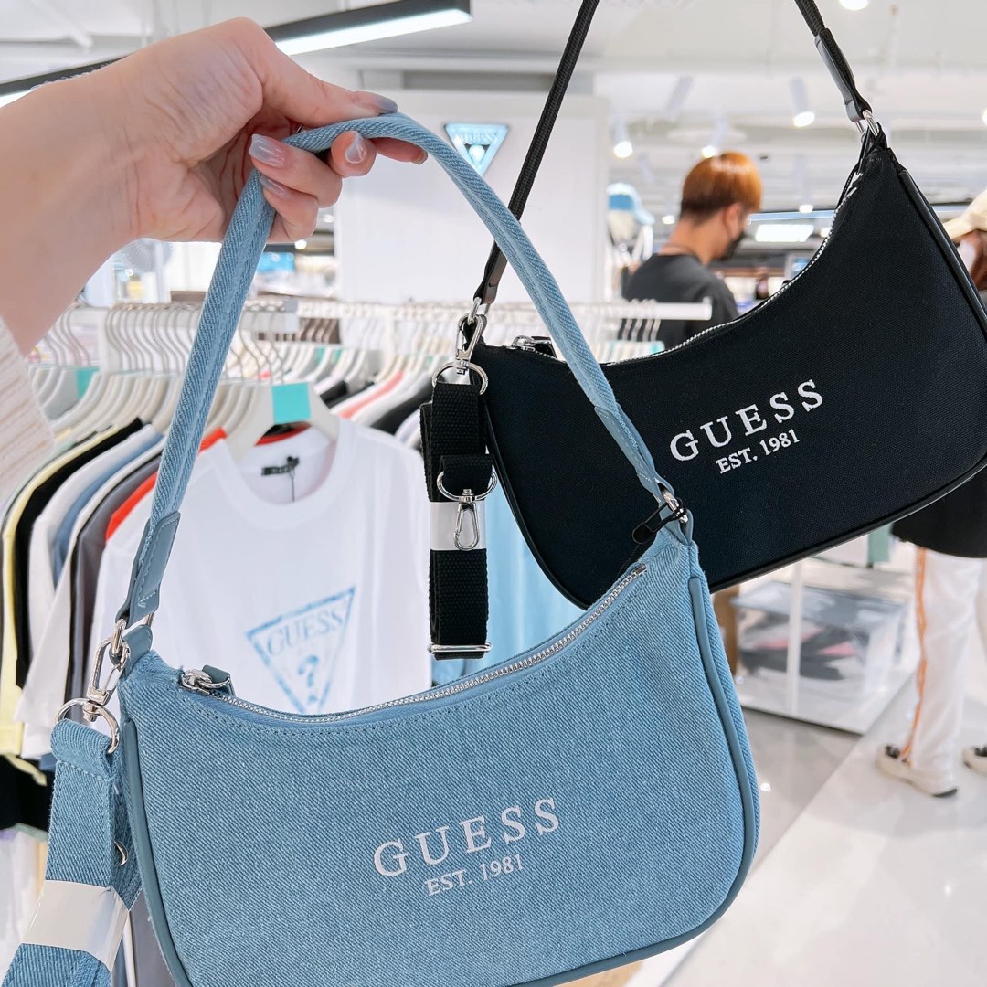 Guess jeans bag ( blue ) authentic, Luxury, Bags & Wallets on