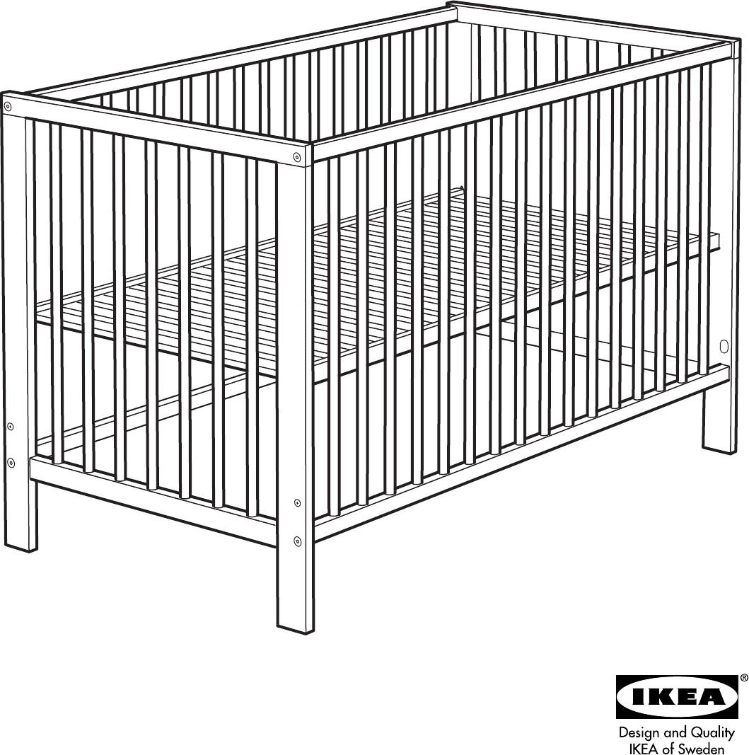 IKEA GULLIVER Baby Crib / Cot, solid beech wood 2 heights option for