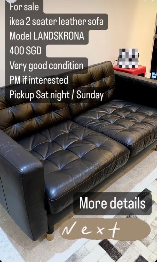 Ikea leather sofa, Furniture & Home Living, Furniture, Sofas on Carousell