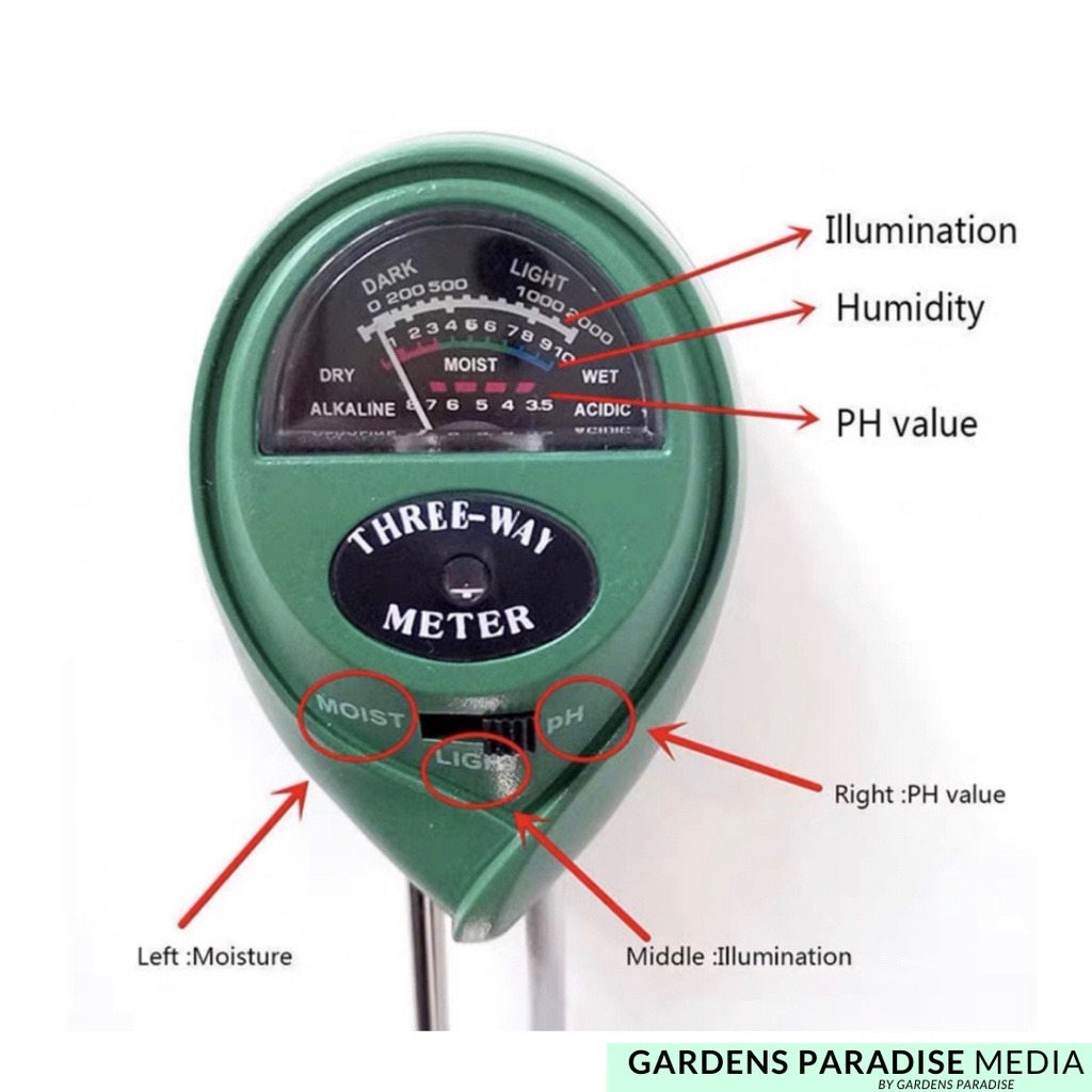 IN1 PH TESTER SOIL WATER MOISTURE AND LIGHT TEST METER, Furniture & Home Living, Gardening