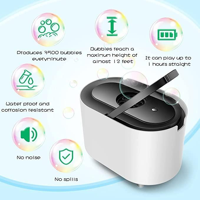 JoinJoy Bubble Machine Bubbles No Spills Bubble Blower Automatic Bubble