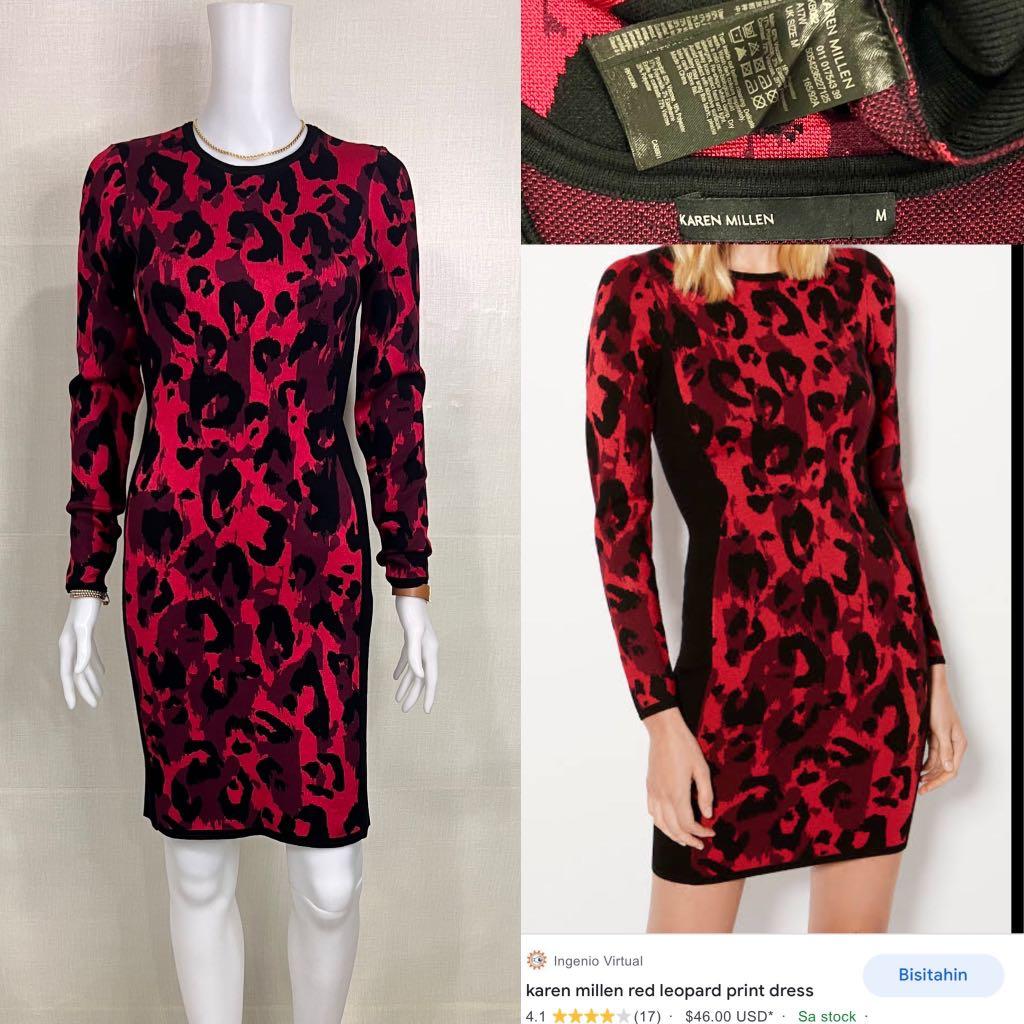 Karen millen red leopard dress sale