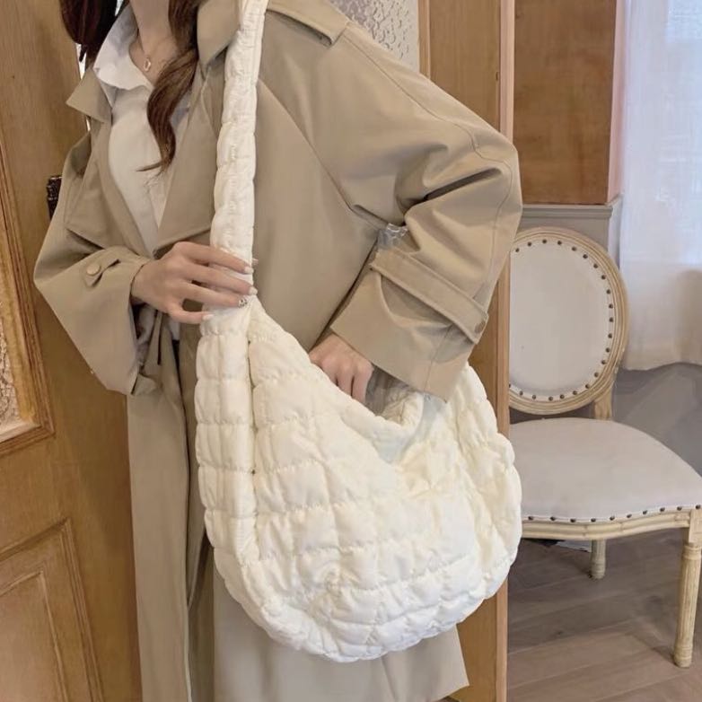 Large Puffy Sling Bag (White), Women's Fashion, Bags & Wallets, Tote ...