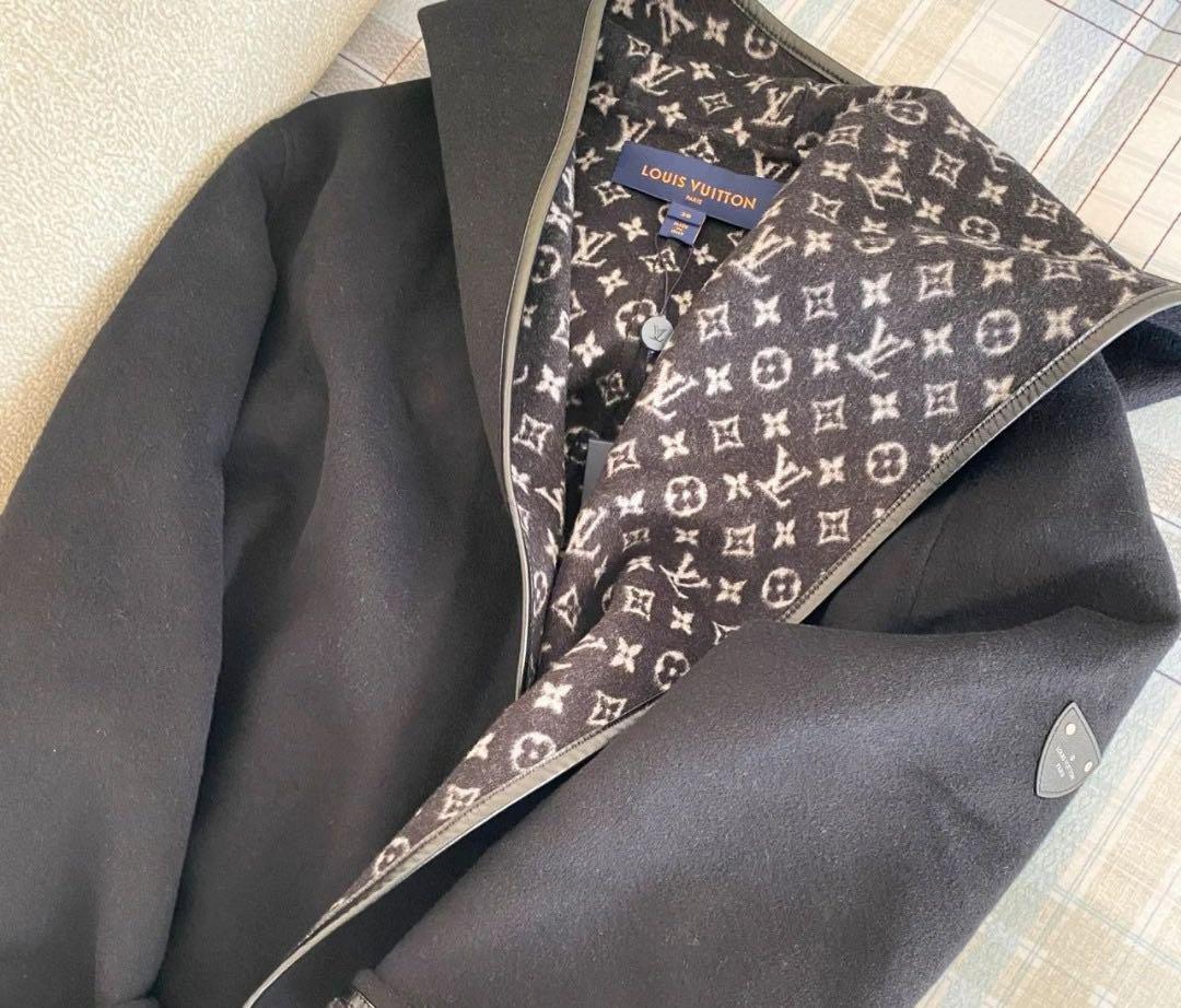 Louis Vuitton Black Wool Monogram Hooded Wrap Coat S  ShopStyle