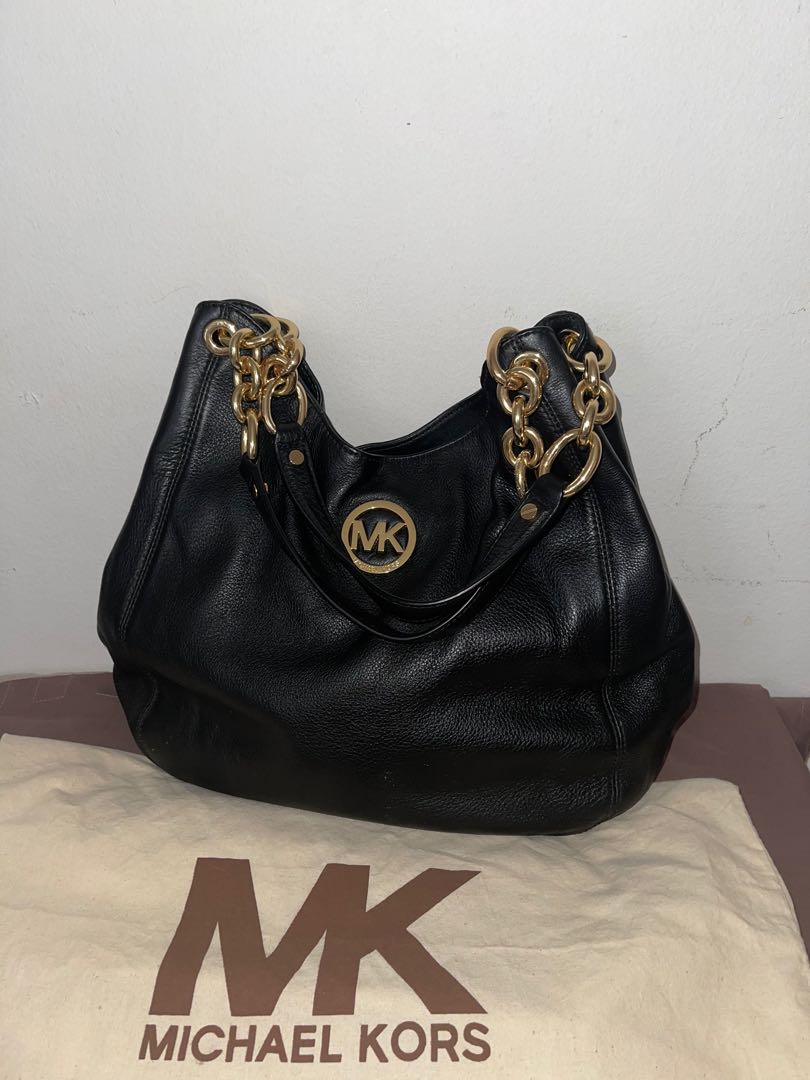 Michael Kors Black Leather Fulton Bag, Women's Fashion, Bags & Wallets, Tote  Bags on Carousell