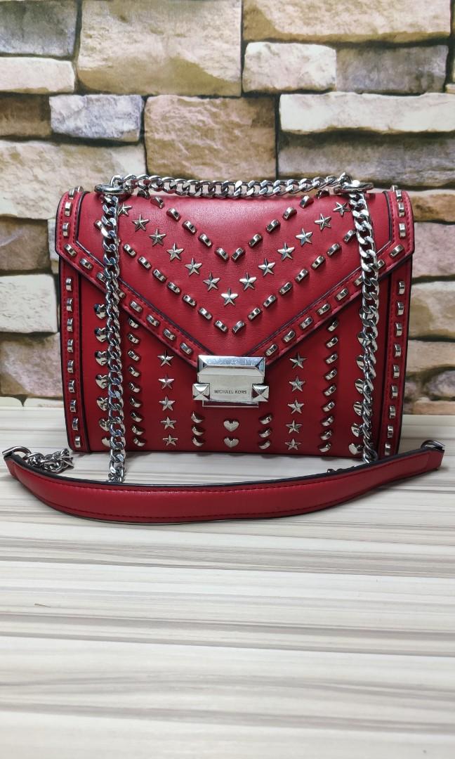 Michael kors x yang mi whitney cheap large studded leather convertible shoulder bag