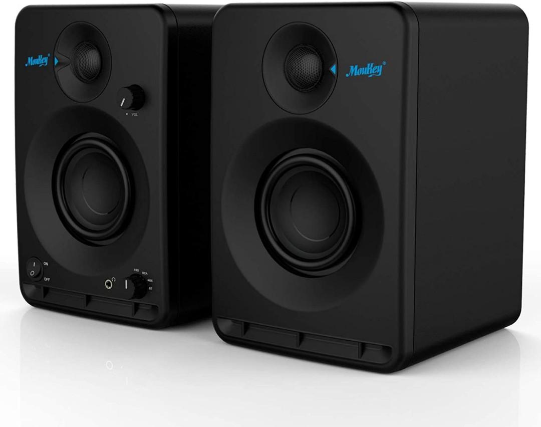 Moukey Bookshelf Speakers 2.0 Stereo 3" Loudspeakers Bluetooth Speakers