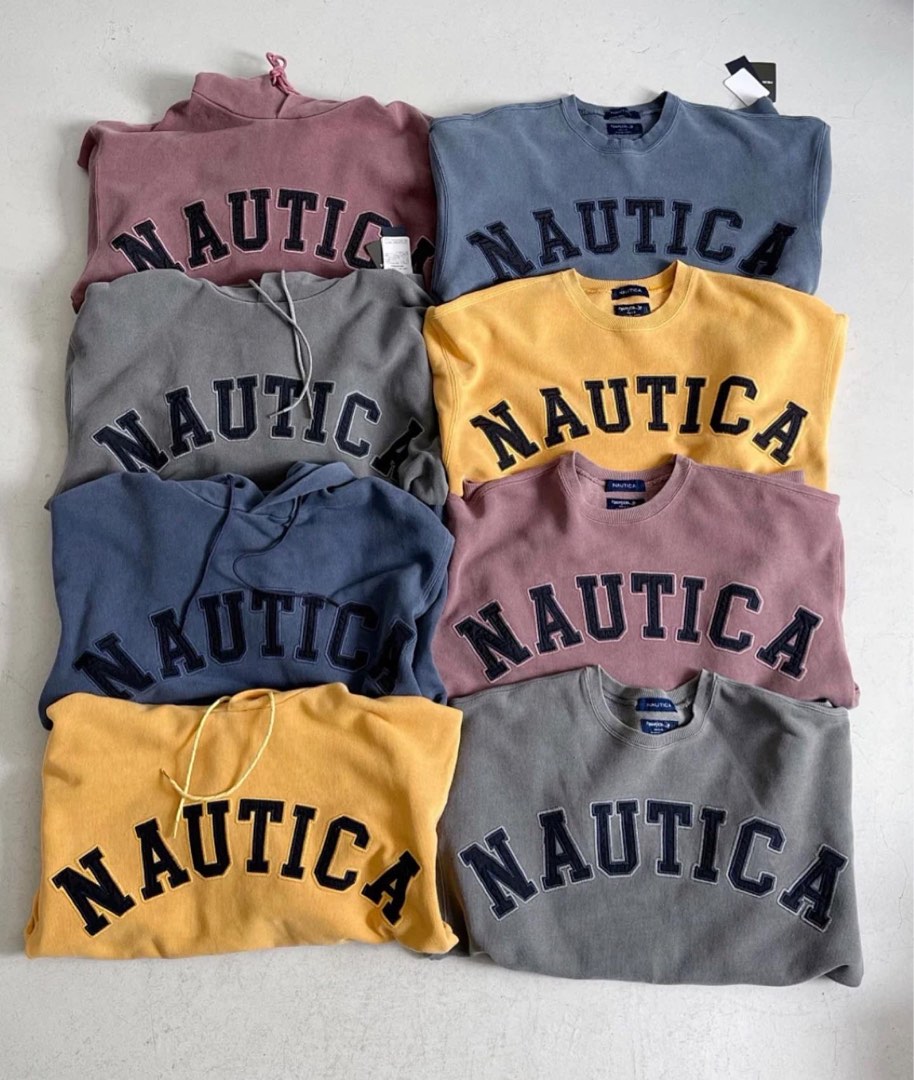 NAUTICA JP Pigment Dyed Arch Logo Sweat Hoodie & SweatShirt 洗水