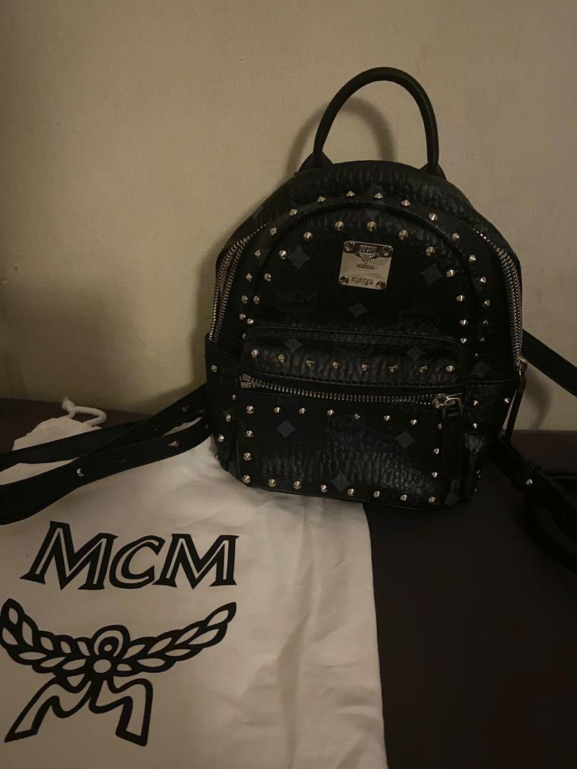 AUTHENTIC MCM SMALL SILVER/BLACK BACKPACK