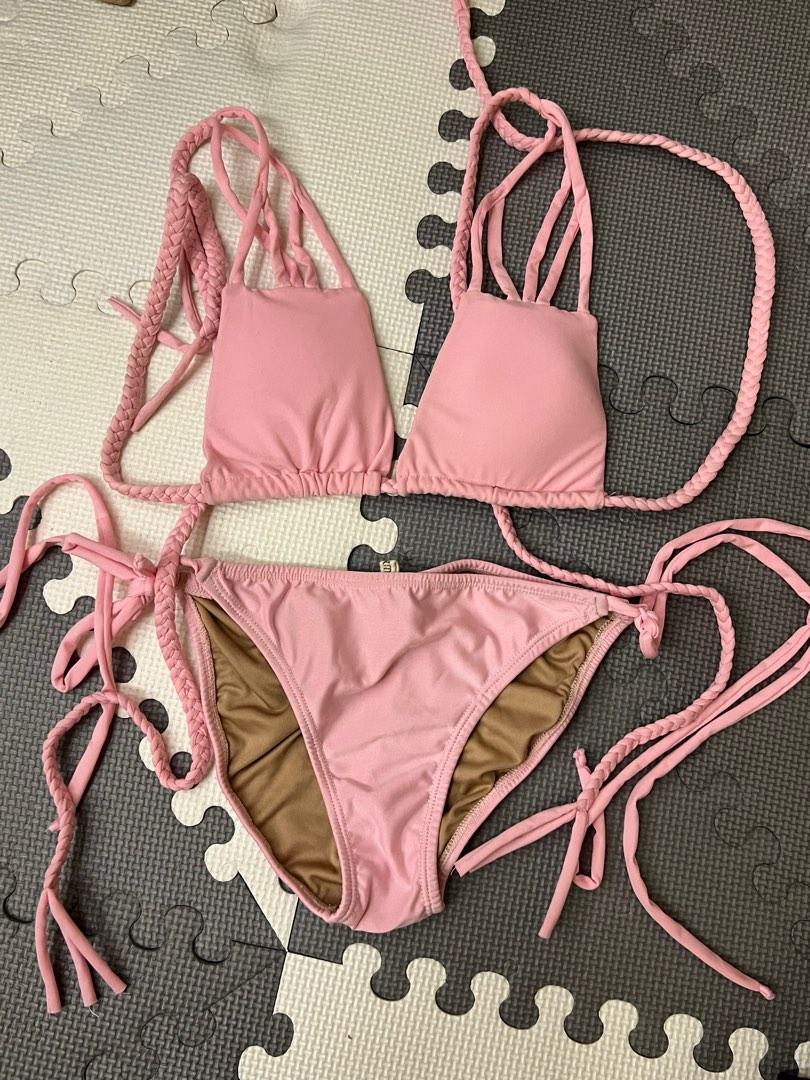Pink Braided Strap Bikini set (S), Women's Fashion, Swimwear, Bikinis