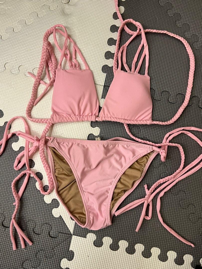 Pink Braided Strap Bikini set (S), Women's Fashion, Swimwear, Bikinis
