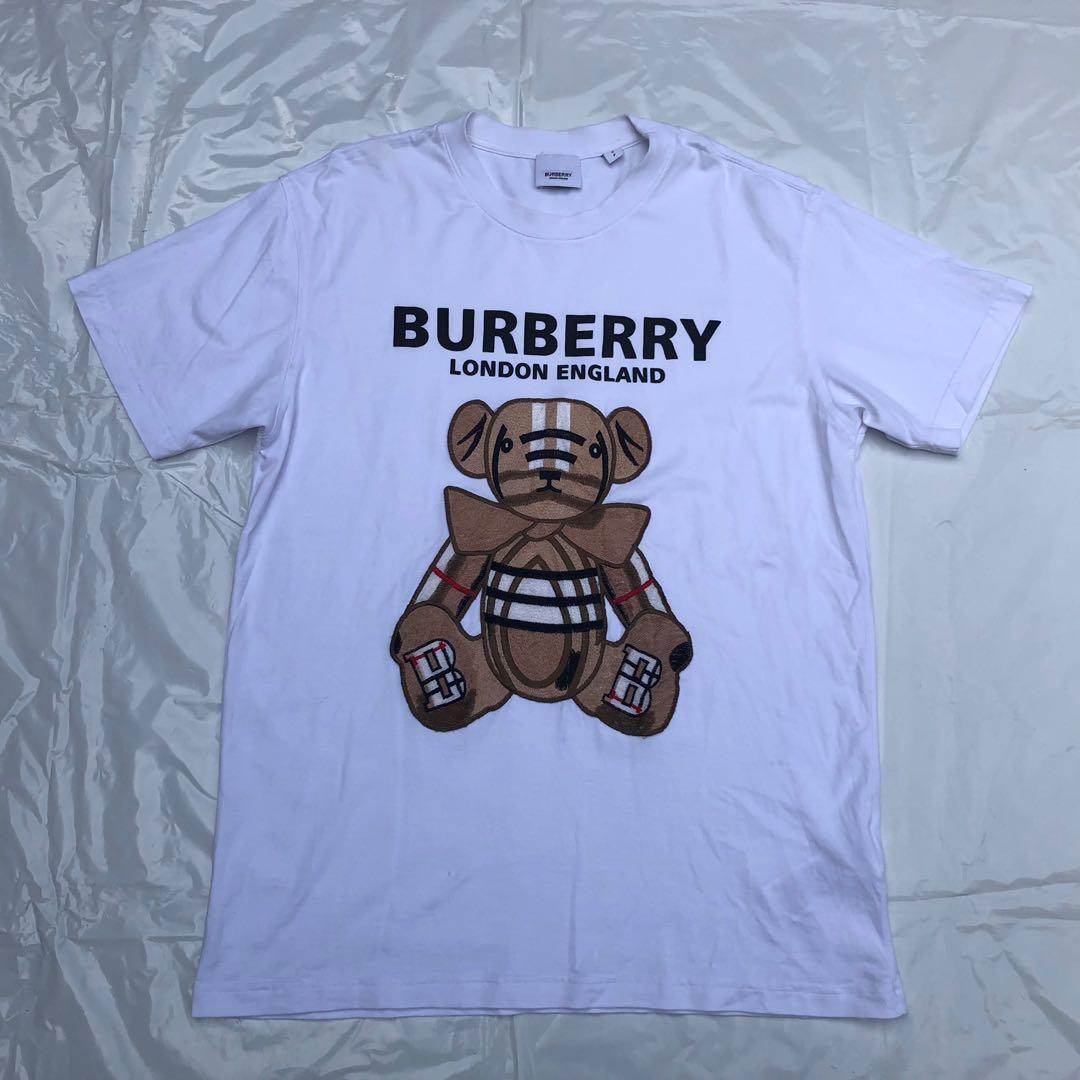 PO BURBERRY BEAR EMBROIDERED LOGO WHITE T SHIRT SMALL UNISEX, Men's  Fashion, Tops & Sets, Tshirts & Polo Shirts on Carousell