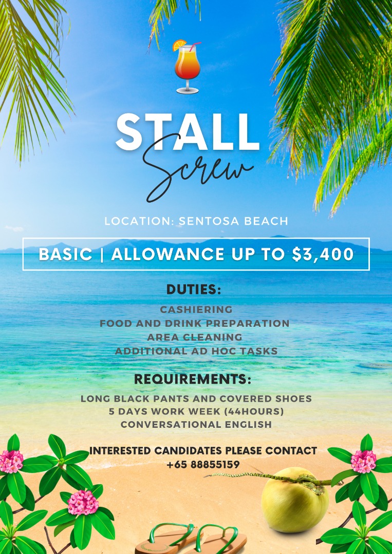 SENTOSA STALL ASSISTANT | Up to $3,400 | Singaporean and PR, Jobs ...