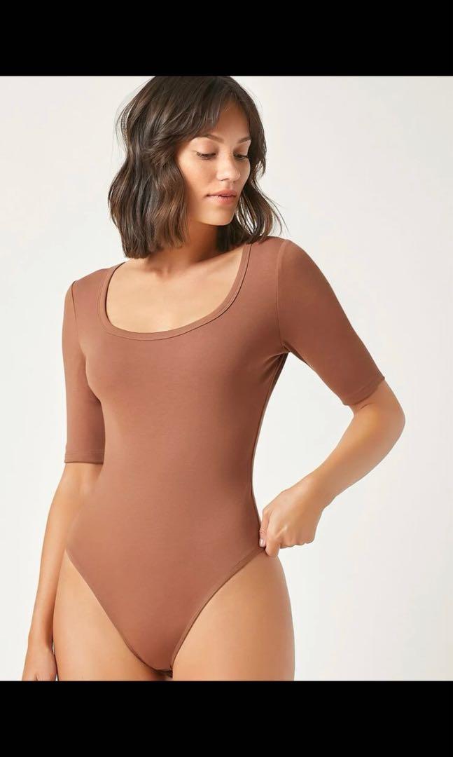 SHEIN Brown Bodysuit, Women's Fashion, Tops, Shirts on Carousell