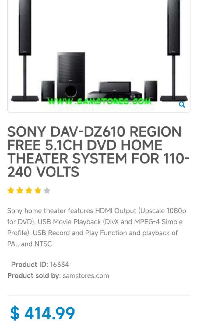 Sony DAV-DZ610 5.1 DVD Home Theater System speaker, Audio, Soundbars ...