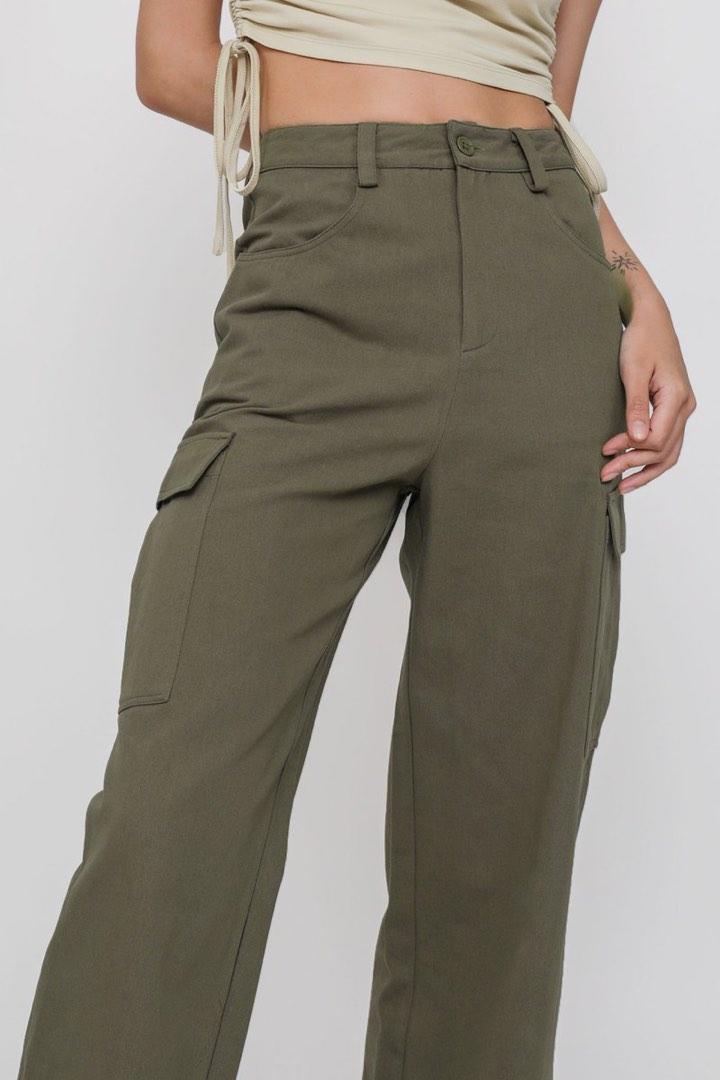 TTR The Tinsel Rack Kanye Cargo Pants (Olive), Women's Fashion, Bottoms