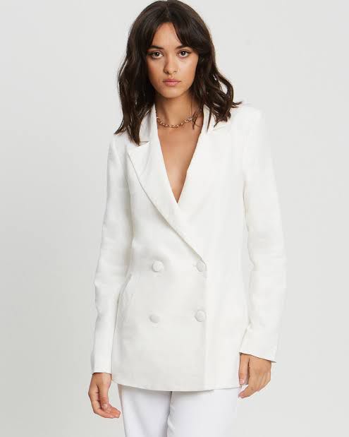Tussah Linen Blazer in White, Women's Fashion, Coats, Jackets and ...