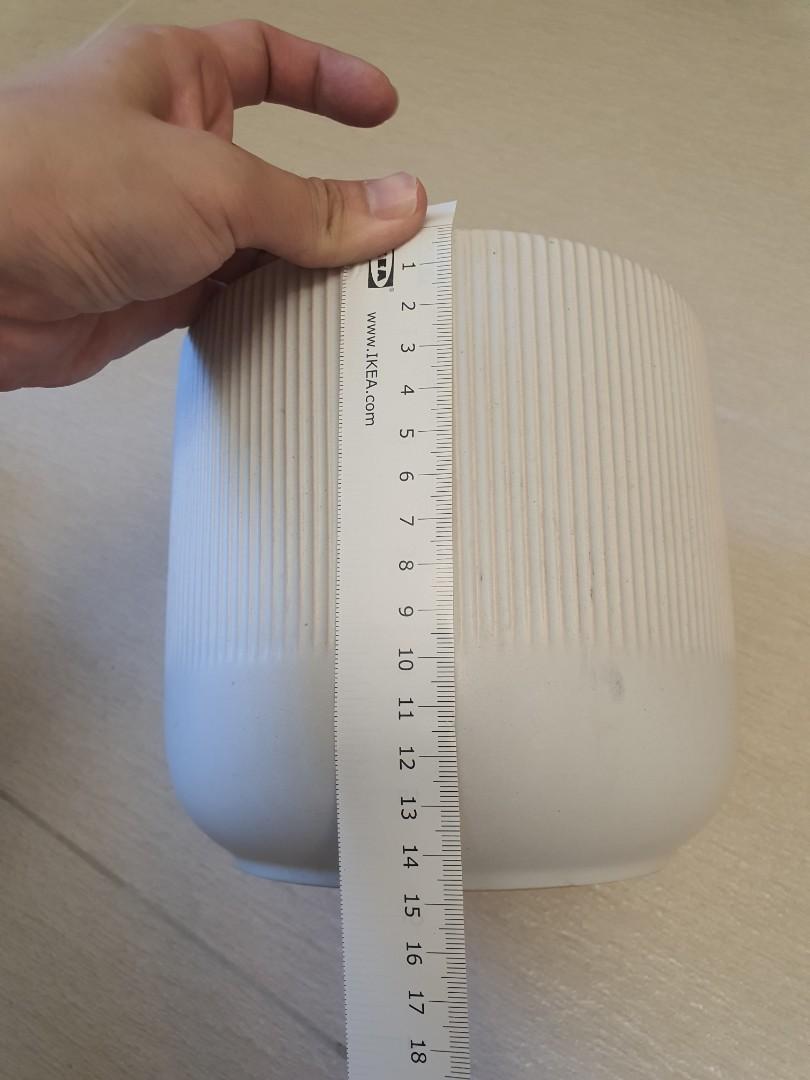 15cm height Ikea Gravis white plant pot. No drainage hole, Furniture