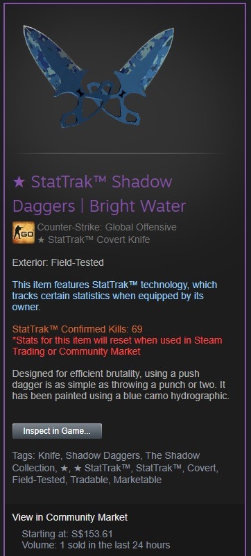 StatTrak™ Shadow Daggers | Bright Water, Video Gaming, Gaming