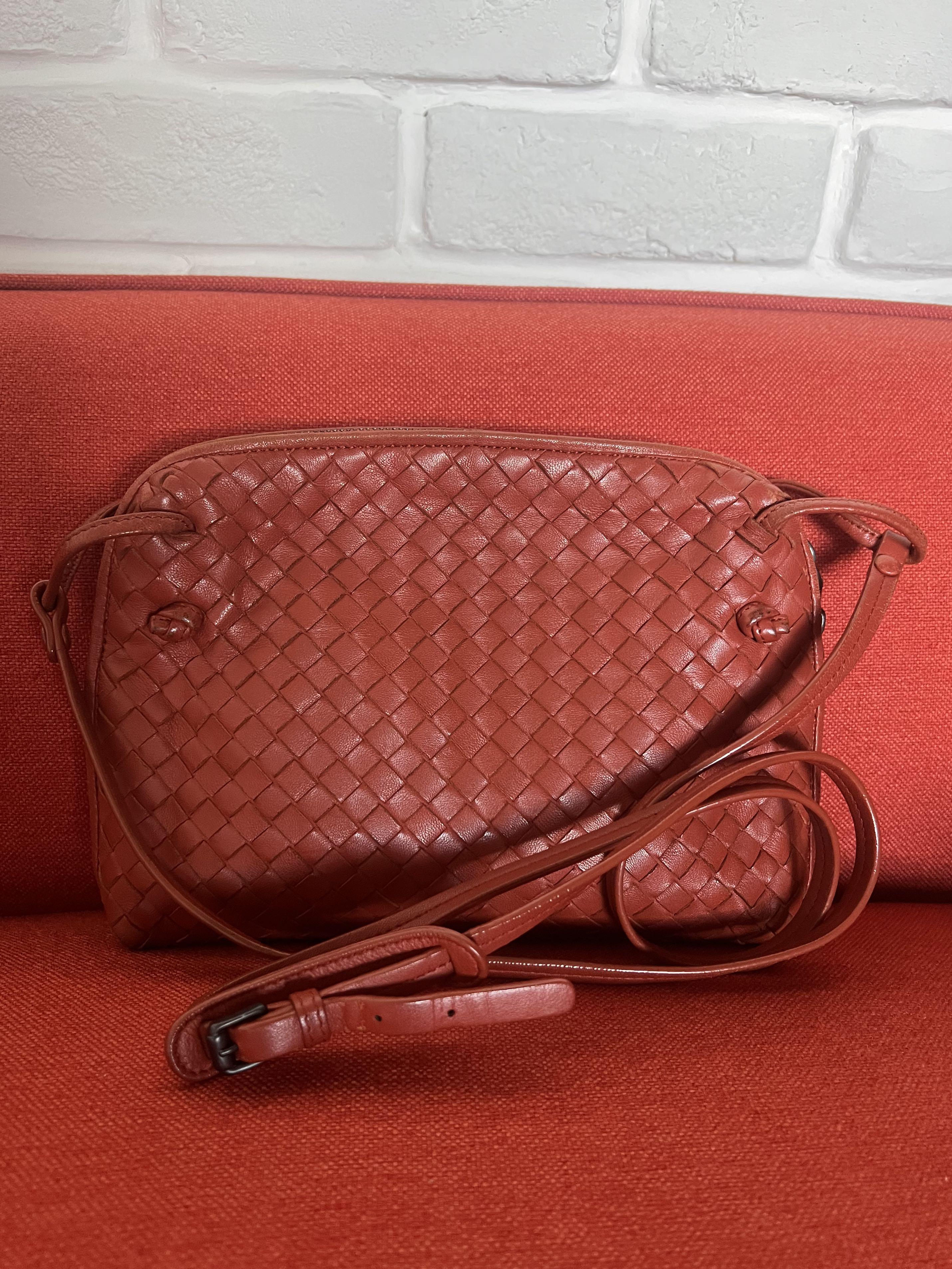 Bottega Veneta Orange Nappa Intrecciato Nodini Crossbody - BV Handbags