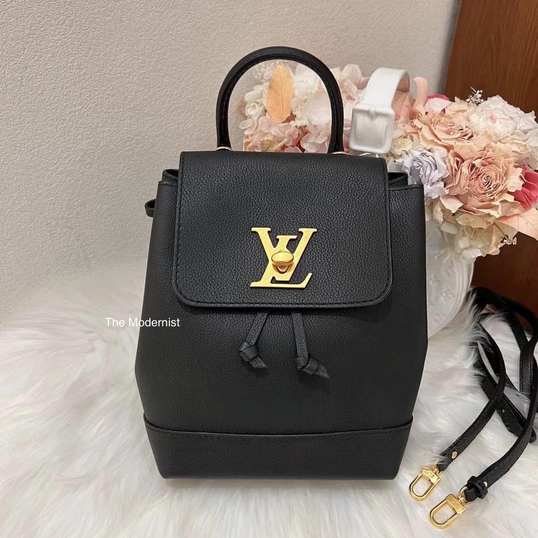 Authentic Louis Vuitton Lockme Mini Backpack Black with Gold Hardware