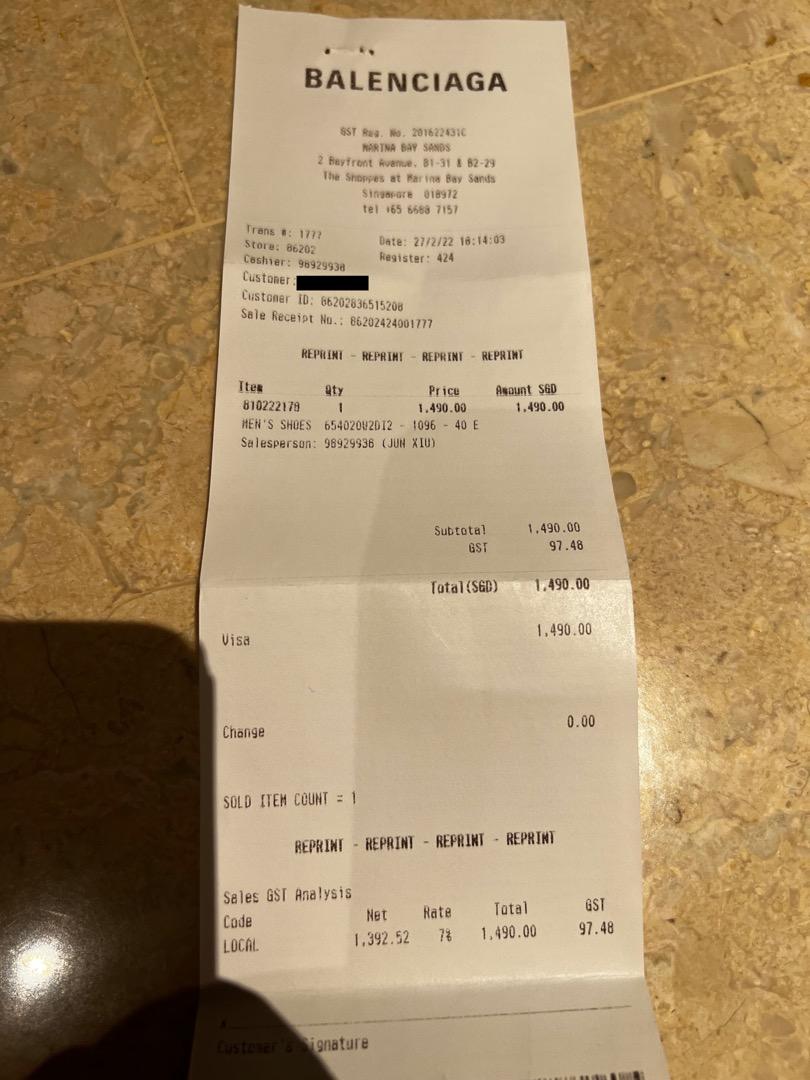 Balenciaga speed trainer receipt hotsell