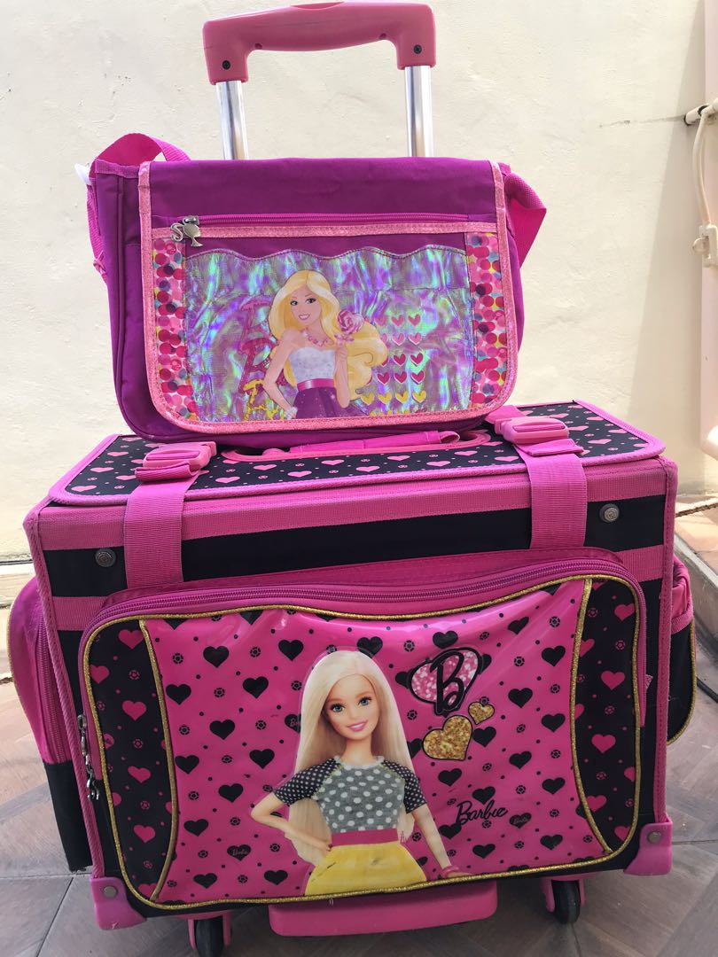 Buy Cartoon Print Princess/Barbie 20 Inches, Hard top Polycarbonate Girls  Suitcase/Trolley Bags for Kids with 4 Wheels. Colour : Pink Online at  desertcartUAE