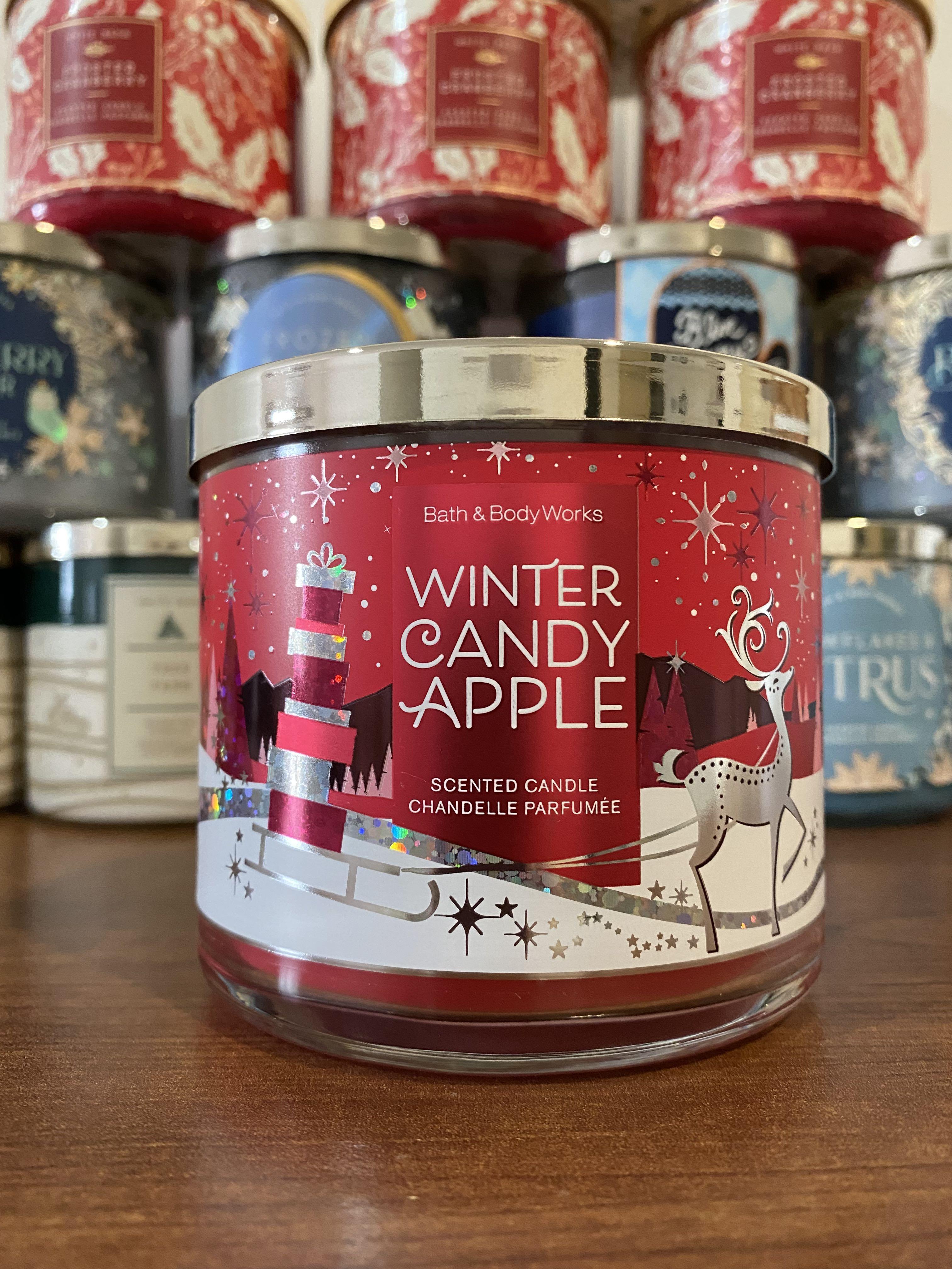BBW 3 wick Candle Winter Candy Apple Furniture Home Living