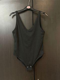 Black V plunge neckline blouse