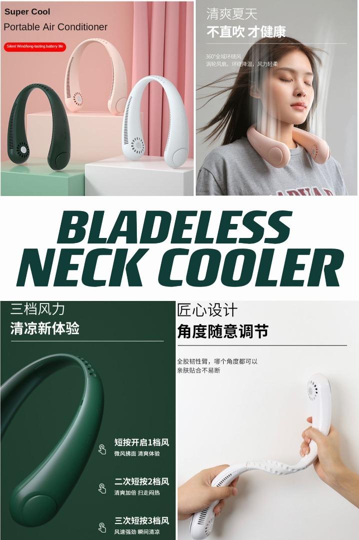 Bladeless Neck Cooler with 3 Speeds / Bendable & Expandable Neck Fan
