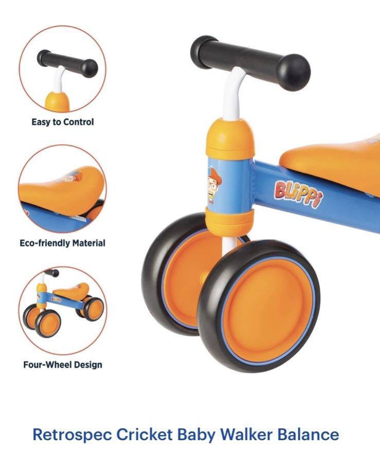 Blippi Cricket Baby Walker Balance bike with 4 Wheels for ages 1224