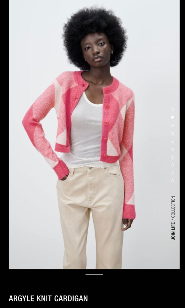 pink and orange cardigan zara