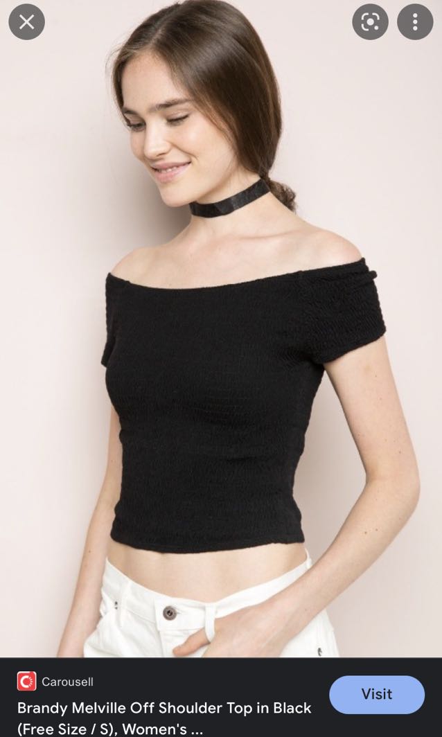 brandy melville off shoulder top, Women's Fashion, Tops, Shirts on Carousell