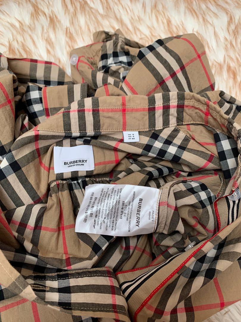 Burberry vintage check tie waist shirt dress
