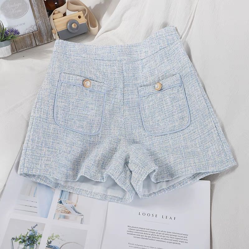 Chanel style short pants, Women's Fashion, Bottoms, Shorts on Carousell