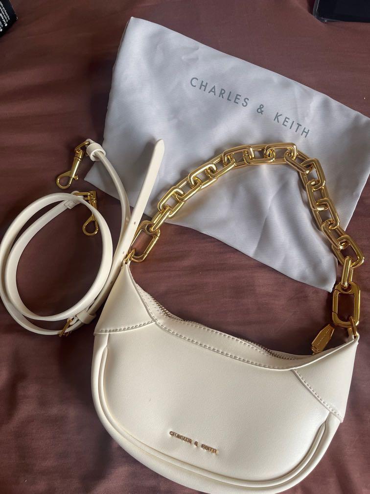 Charles Keith Shalia Chain Handle Moon Bag