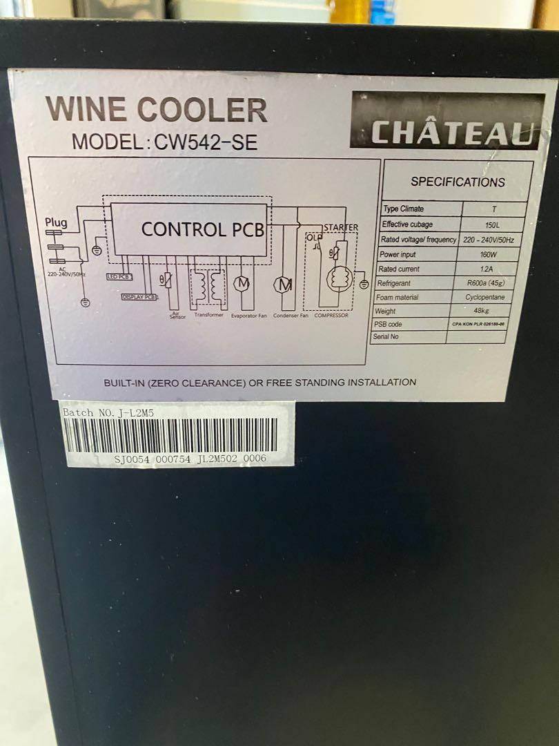 Chateau Wine chiller fridge, TV & Home Appliances, Kitchen Appliances