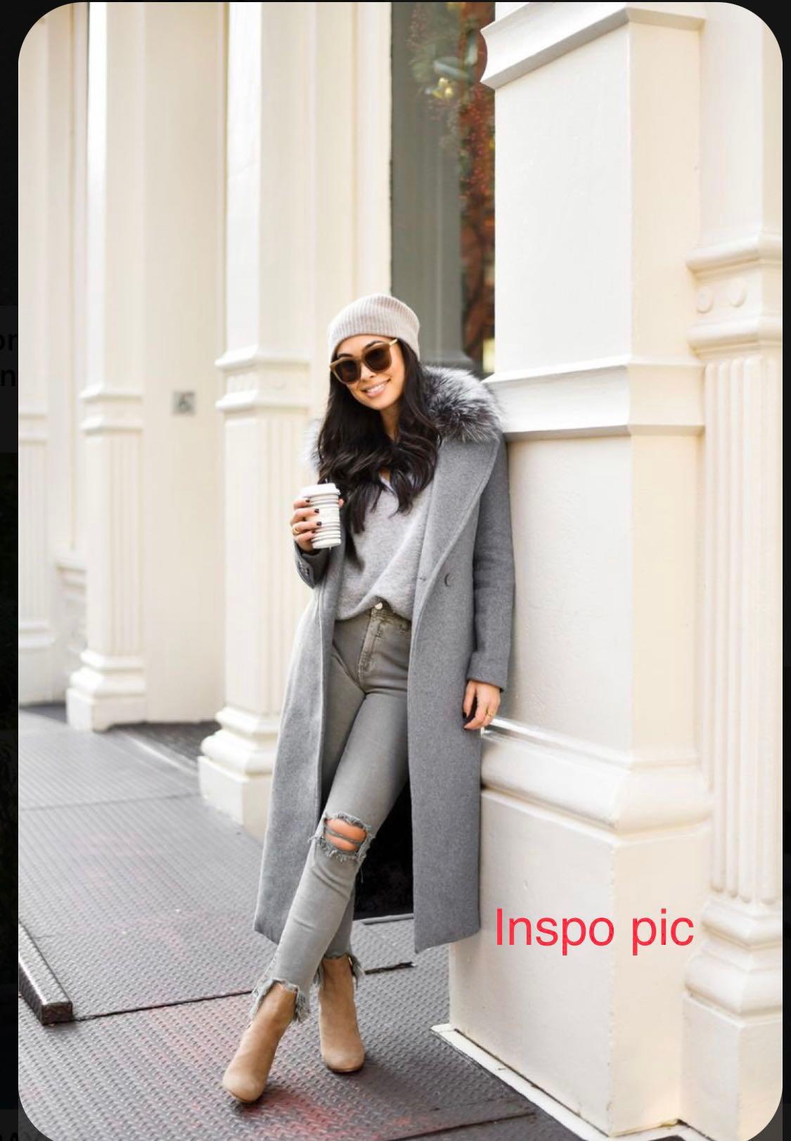 Chic Grey Hooded Winter Coat Women s Fashion Coats Jackets and