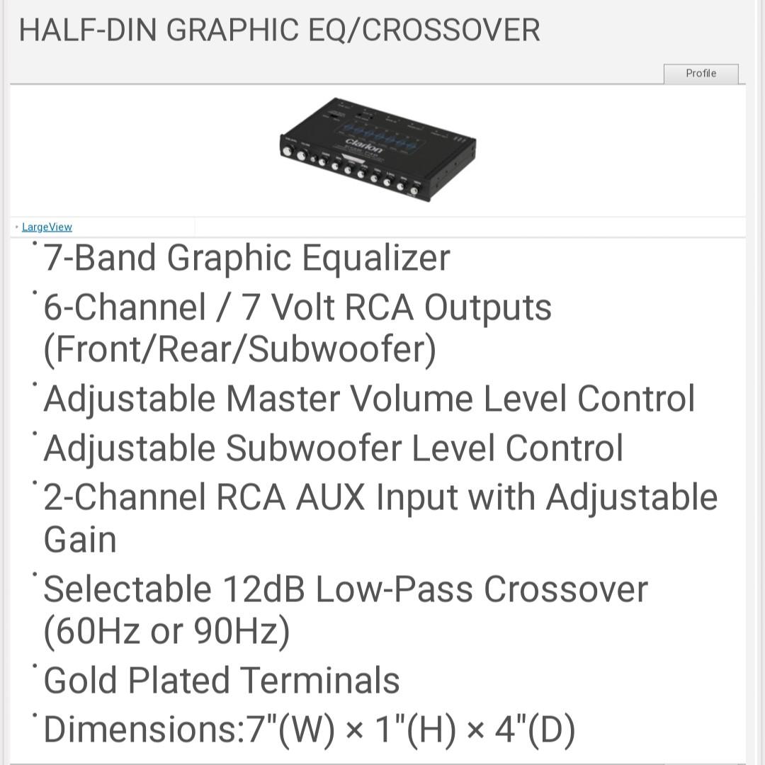 Clarion EQS746 1/2 DIN Graphic Equalizer with Builtin Crossover, Auto