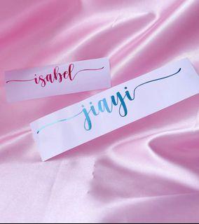 Custom Name Sticker Personalised Labels Customised Name bicycle Label Vinyl Decal Car Wall Glass bike