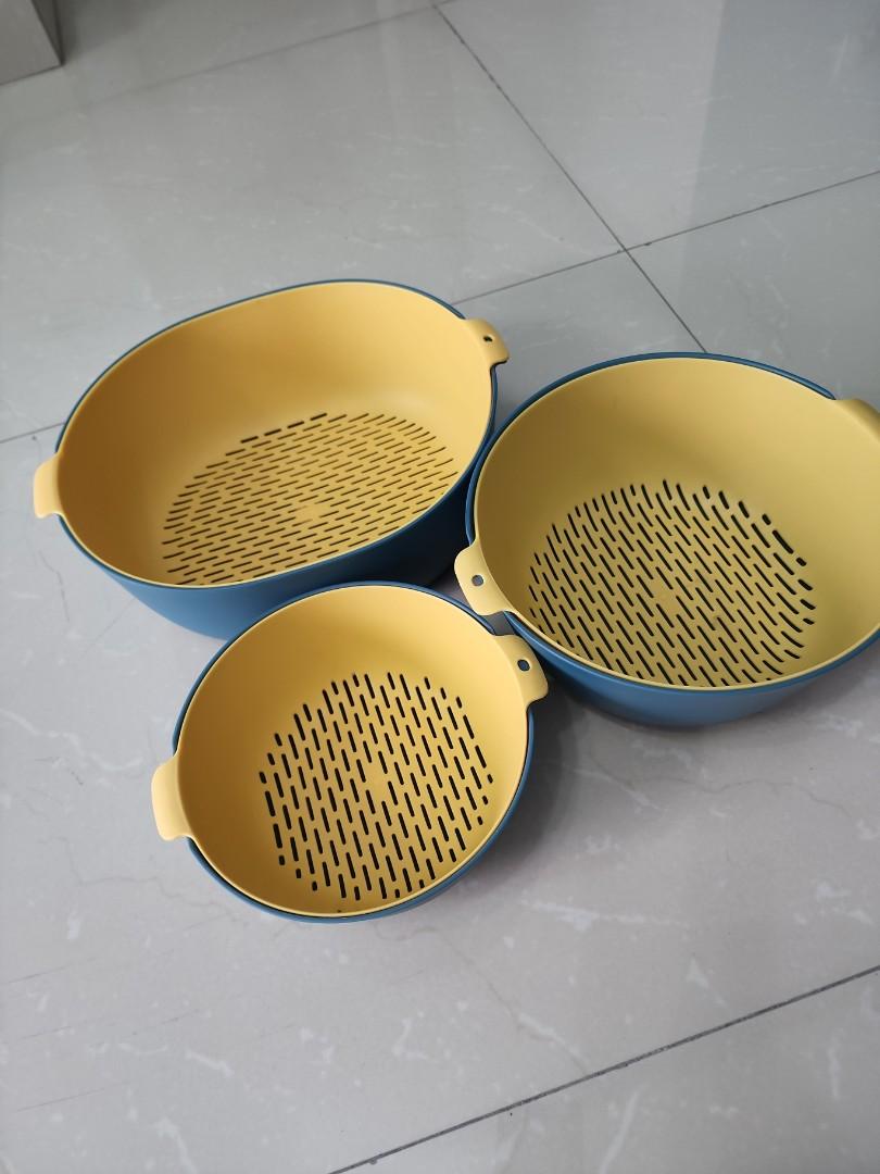 Double food strainer set (S, M, L), Furniture & Home Living