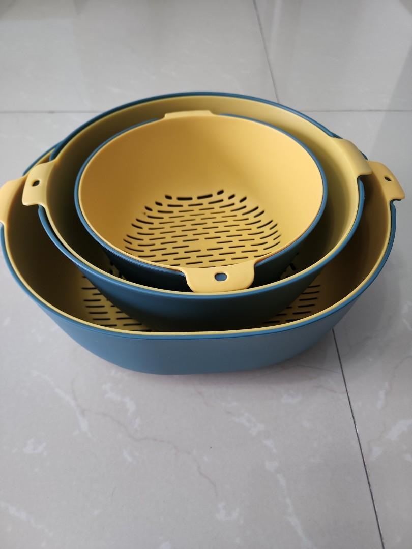 Double food strainer set (S, M, L), Furniture & Home Living