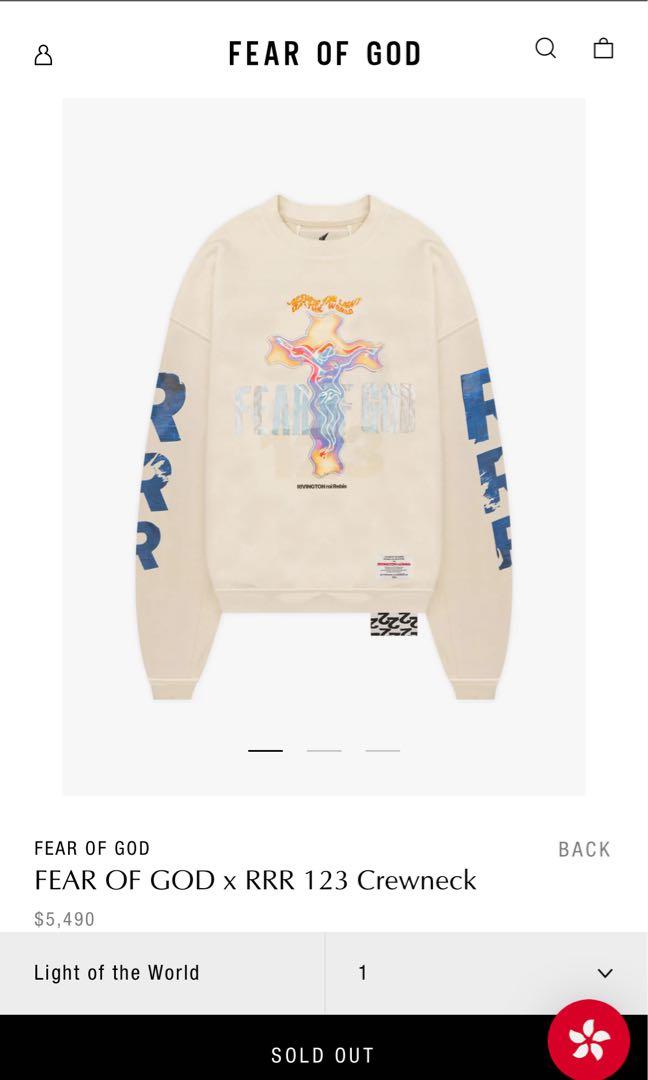 Fear of God x RRR 123 Crewneck sweater, 男裝, 上身及套裝, 衛衣